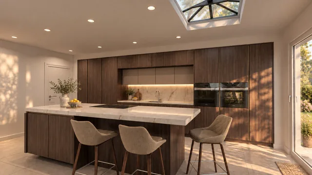 Kitchen and island